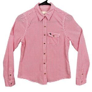 Abercrombie Boys Lightweight Cotton Button Up Shirt Pink Gingham Check Size XL